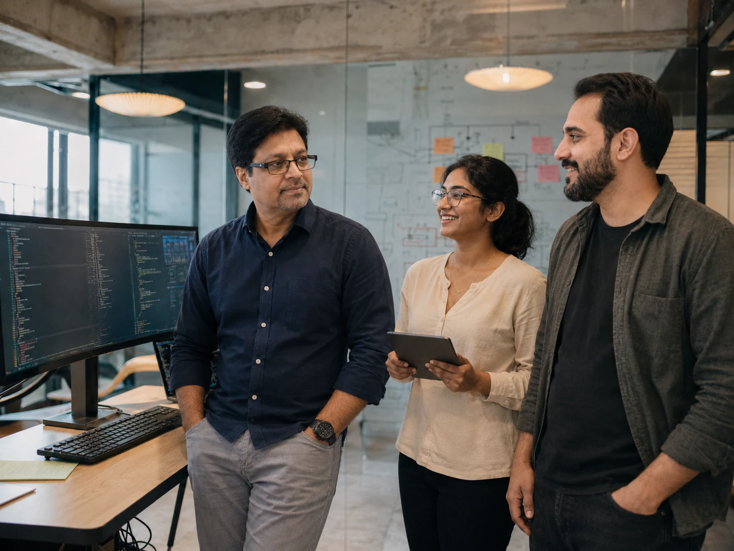 Irfan Nazar, Laiba Ashfaq and Muhammad Wahaj collaborating at LogicalFrame